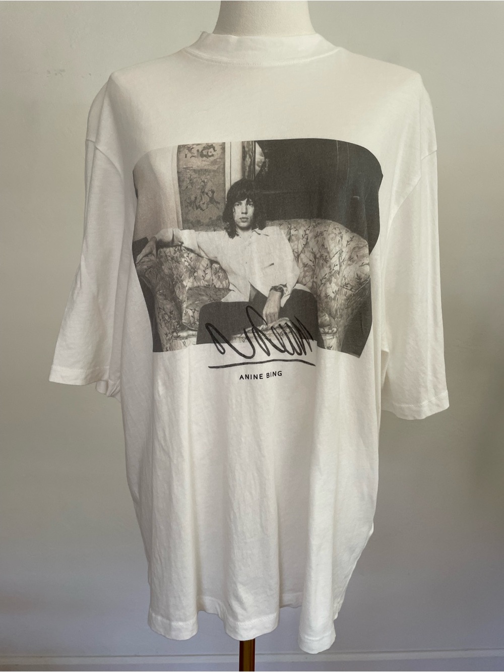 Anine Bing Mick Jagger Photo-Print Graphic White Oversized Tee Medium - Picture 5 of 12